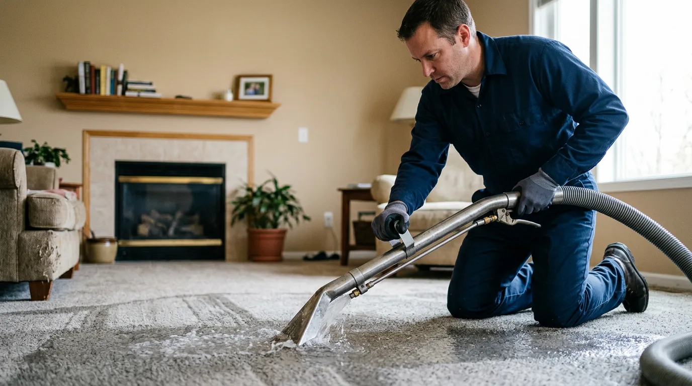 Water damage restoration technician working near Colfax, ND
